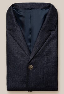 Eton Subtle Check Heavy Flannel Wool Cashmere Overshirt Dark Evening Blue
