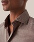 Eton Subtle Check Lightweight Flanel Horn-Effect Buttons Overhemd Bruin