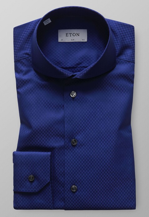 Eton Subtle Check Shirt Dark Evening Blue