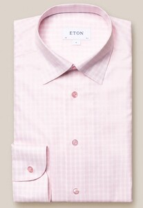 Eton Subtle Checked Cotton-Lyocell Stretch Shirt Light Pink