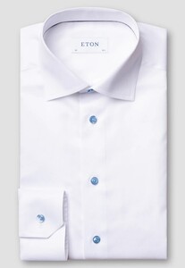 Eton Subtle Contrast Buttons Uni Signature Twill Shirt White