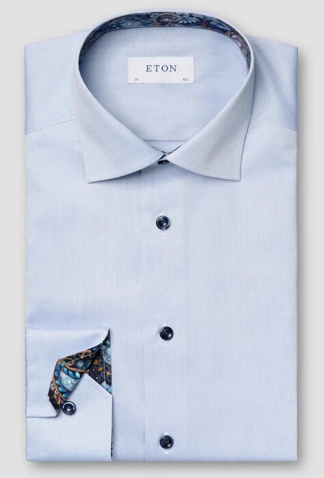 Eton Subtle Contrast Details Uni Signature Twill Shirt Light Blue