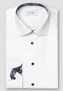 Eton Subtle Contrast Details Uni Signature Twill Shirt White
