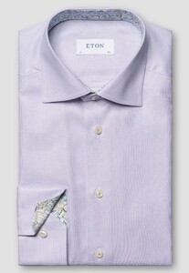 Eton Subtle Contrast Fabric Cotton Lyocell Stretch Shirt Light Purple