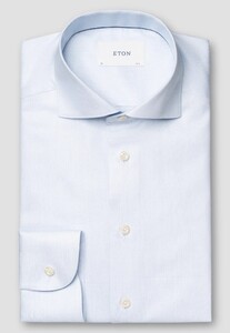 Eton Subtle Faux-Uni Melange Fine Twill Organic Cotton Overhemd Licht Blauw