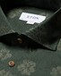 Eton Subtle Floral Pattern Fine Flanel Horn Effect Buttons Overhemd Donker Groen