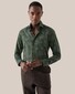 Eton Subtle Floral Pattern Fine Flannel Horn Effect Buttons Shirt Dark Green
