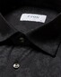 Eton Subtle Floral Pattern Four Way Stretch Mother of Pearl Buttons Shirt Black
