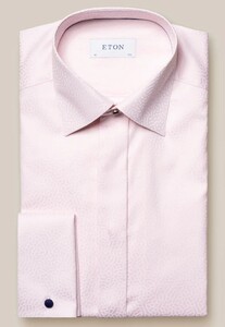 Eton Subtle Geometric Pattern Evening Jacquard Overhemd Roze