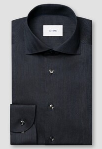 Eton Subtle Herringbone Cotton Signature Flanel Overhemd Navy