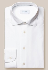 Eton Subtle Herringbone Four Way Stretch Overhemd Wit