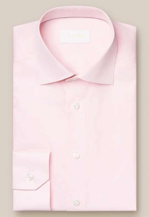 Eton Subtle Micro Houndstooth Luxurious Albini Supima 120 Twill Shirt Pink