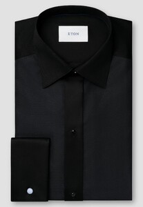 Eton Subtle Rich Texture Evening Dobby Bib Front Overhemd Zwart