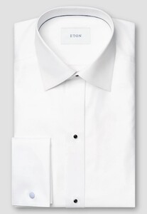Eton Subtle Rich Texture Evening Dobby Bib Front Shirt White