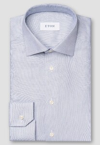 Eton Subtle Stretch Cotton Tencel Diagonal Stripe Overhemd Navy