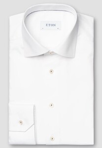 Eton Subtle Stretch Uni Contrast Button Thread Overhemd Wit