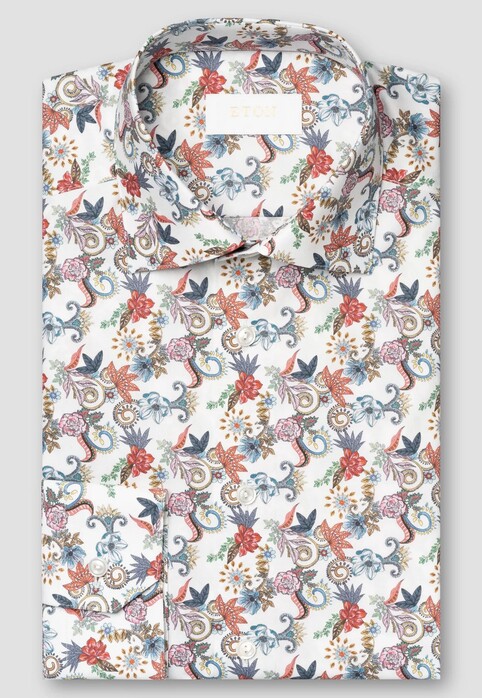 Eton Subtle Texture Fine Twill Floral Pattern Overhemd Multicolor