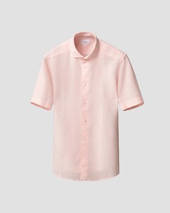 Eton Subtle Uni Lightweight Linnen Garment Washed Short Sleeve Overhemd Roze