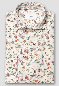 Eton Summer Vibes Fantasy Pattern Garment Washed Linnen Overhemd Multicolor