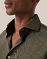 Eton Super 120 Merino Wool Natural Stretch Mother of Pearl Buttons Overhemd Donker Bruin
