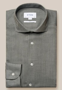 Eton Super 120 Merino Wool Natural Stretch Mother of Pearl Buttons Shirt Light Grey