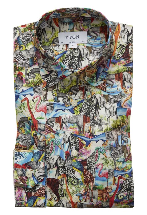 Eton Super Slim Animal World Shirt Multicolor