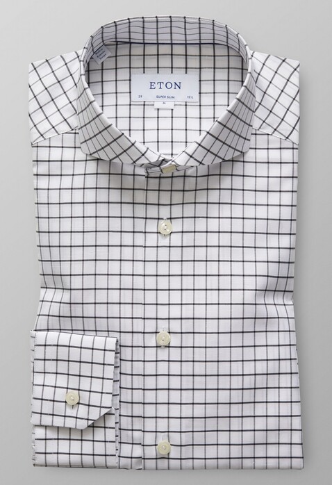 Eton Super Slim Check Overhemd Zwart