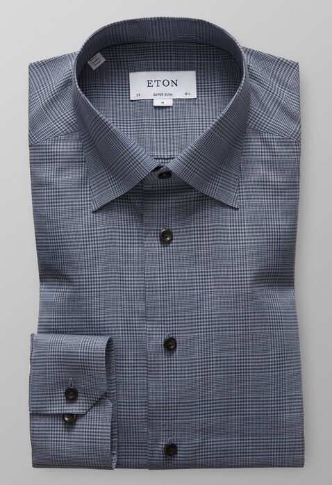 Eton Super Slim Check Shirt Sky Blue