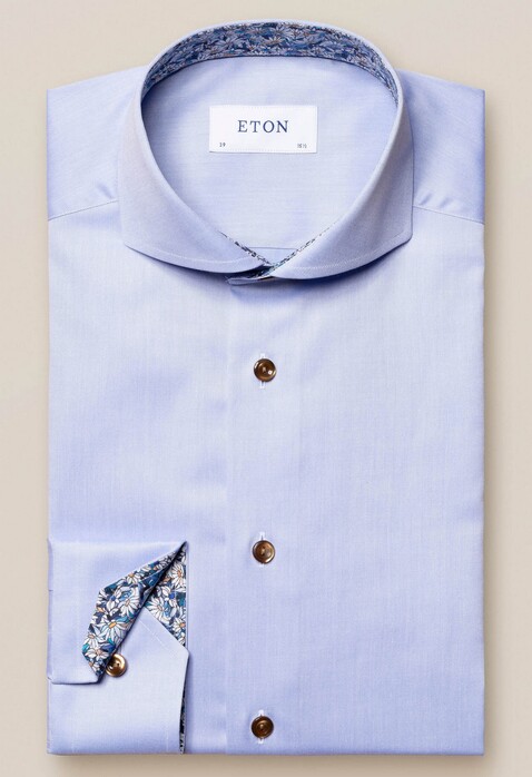 Eton Super Slim Extreme Cutaway Uni Subtle Detail Shirt Light Blue