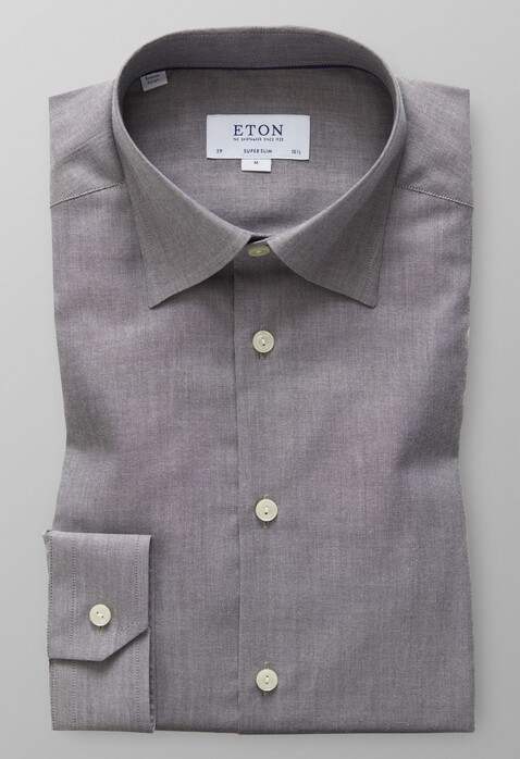 Eton Super Slim Fine Twill Overhemd Midden Grijs