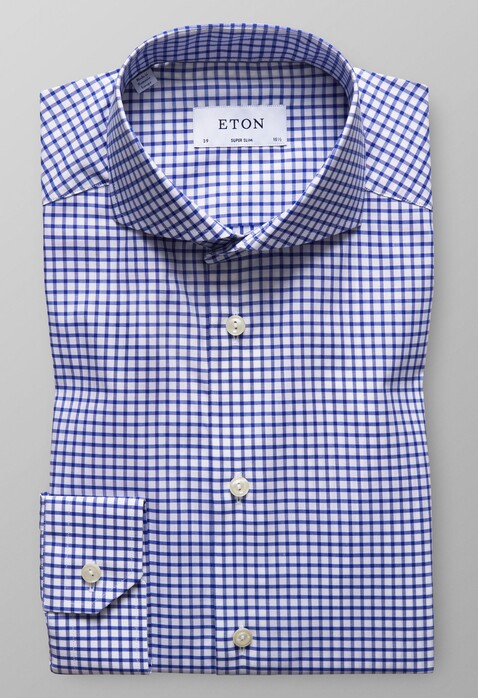Eton Super Slim Fine Twill Stretch Overhemd Diep Blauw