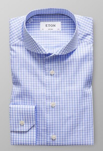 Eton Super Slim Fine Twill Stretch Overhemd Licht Blauw