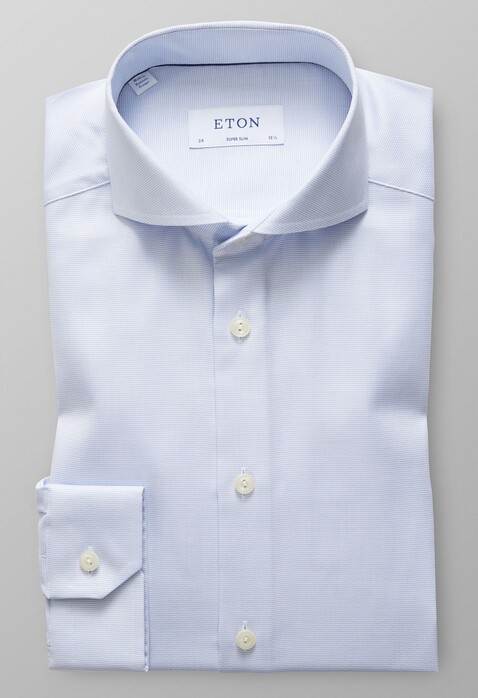 Eton Super Slim Micro Weave Melange Overhemd Licht Blauw