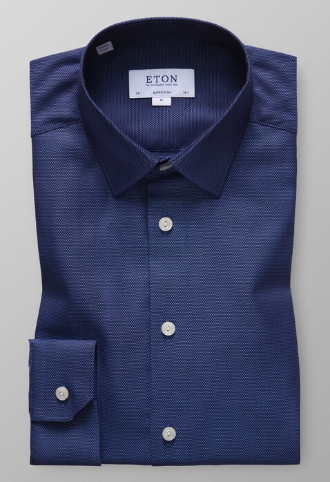 Eton Super Slim Oxford Overhemd Donker Blauw