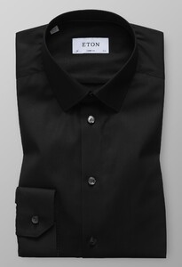 Eton Super Slim Poplin Uni Overhemd Zwart