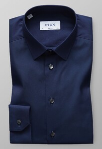 Eton Super Slim Poplin Uni Shirt Dark Blue Extra Melange