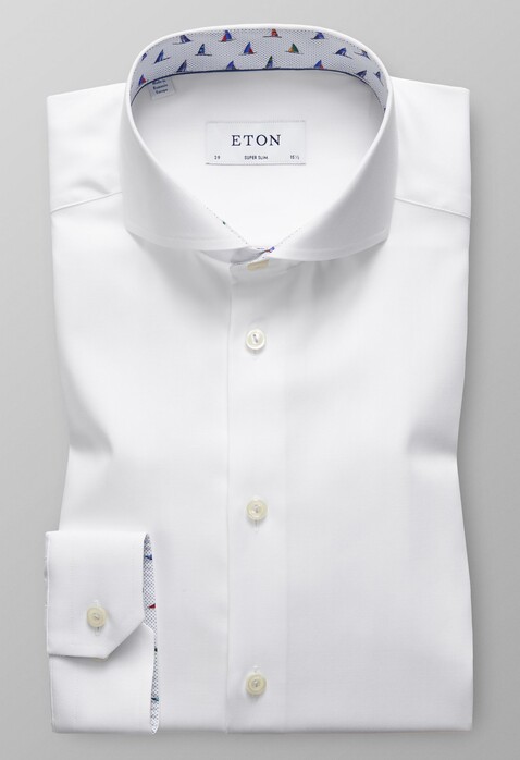 Eton Super Slim Sailboat Contrast Overhemd Wit
