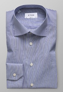 Eton Super Slim Stripe Overhemd Donker Blauw