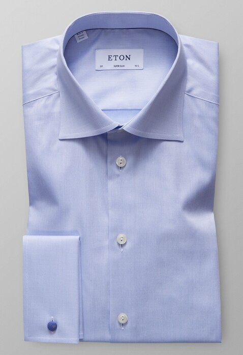 Eton Super Slim Uni French Cuff Shirt Light Blue