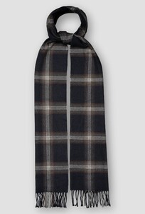 Eton Superfine Merino Check Scarf Navy