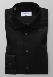Eton Supre Slim Signature Twill Overhemd Zwart