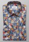 Eton Tennis Racket Floral Sleeve 7 Shirt Deep Blue Melange