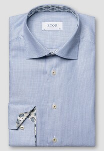 Eton Texture Weave Fine Pattern Lightweight Cotton Tencel Shirt Dark Evening Blue