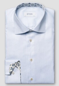 Eton Texture Weave Fine Pattern Lightweight Cotton Tencel Shirt Light Blue