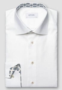 Eton Texture Weave Fine Pattern Lightweight Cotton Tencel Shirt White