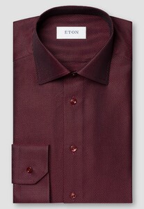 Eton Textured King Oxford Basketweave Structure Shirt Dark Red