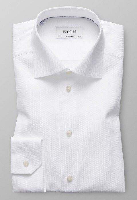 Eton Textured Signature Twill Overhemd Wit