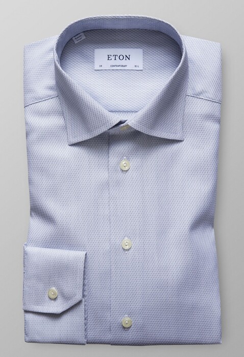 Eton Textured Signature Twill Shirt Dark Evening Blue