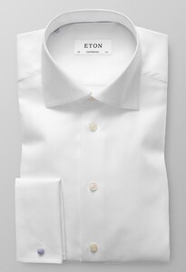 Eton Textured Twill Dubbele Manchet Overhemd Wit