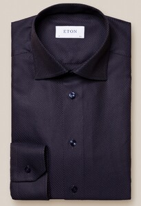 Eton Textured Twill Uni Cutaway Overhemd Dark Navy